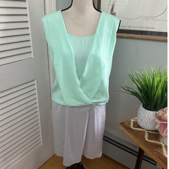 SAKS FIFTH AVENUE Womens Dress Mint Green Gay Sheath Blouson Spring Minimalist 6 - Picture 1 of 10